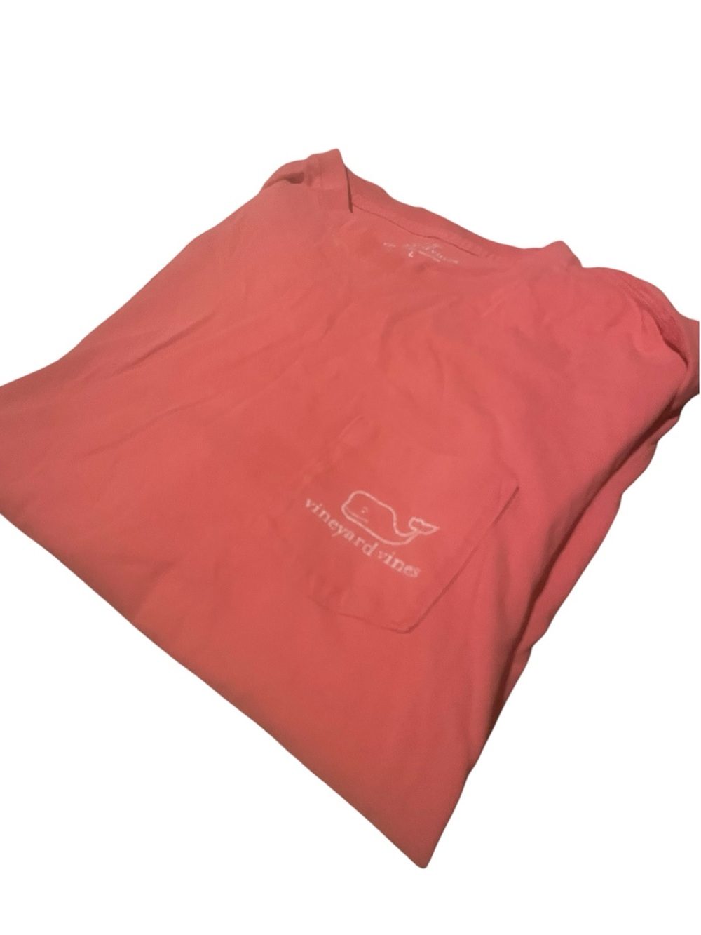 Vineyard Vines mens Coral Pocket Tee with White Whale Embroidery size large